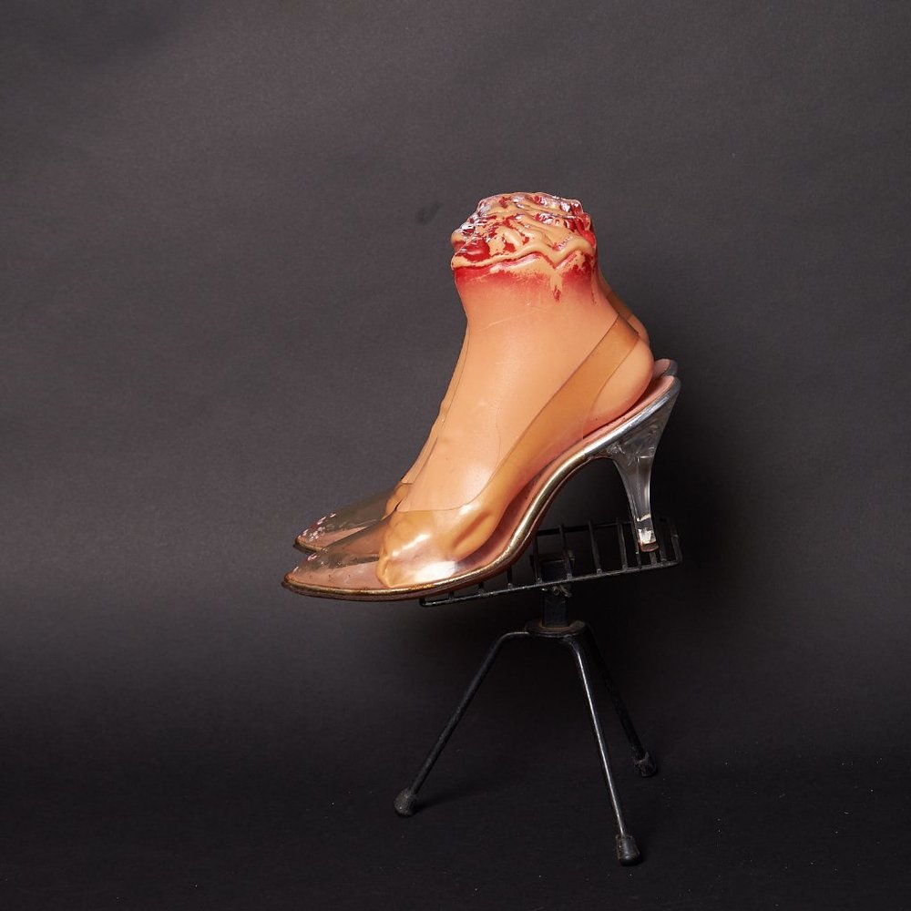 1950s Clear Plastic Carved Heels Shoes Slingbacks